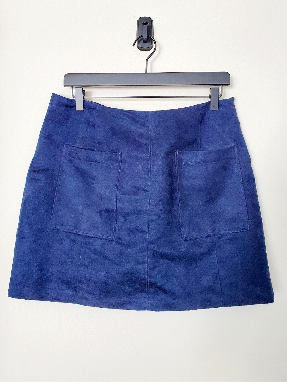 Navy Blue Faux Suede Mini Skirt